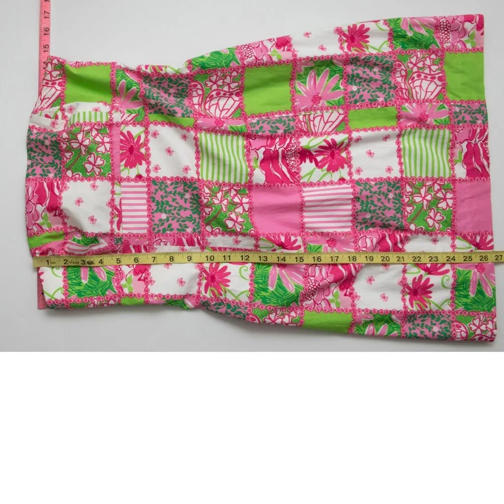 Lilly Pulitzer Franco Mini Dress Strapless Patchtastic Pattern Pink Green Size 4 - Picture 6 of 6
